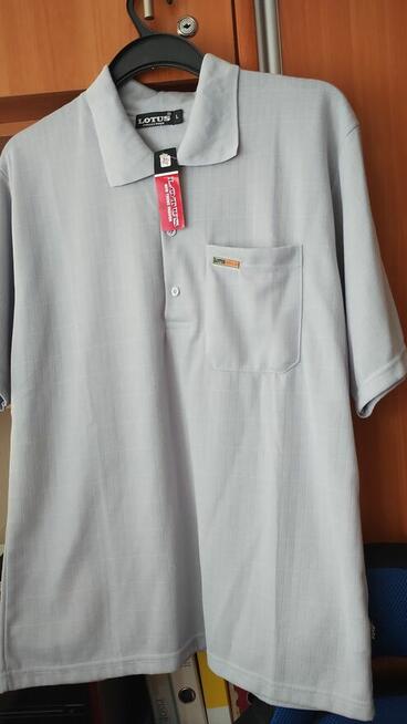 Męskie popielate polo LOTUS – rozmiar L