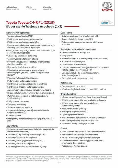 Toyota C-HR Premier Edition - faktura