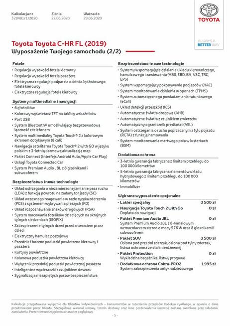 Toyota C-HR Premier Edition - faktura