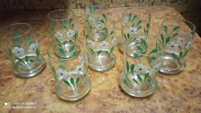 Szklanki ręcznie malowane z lat PRL sprzedam