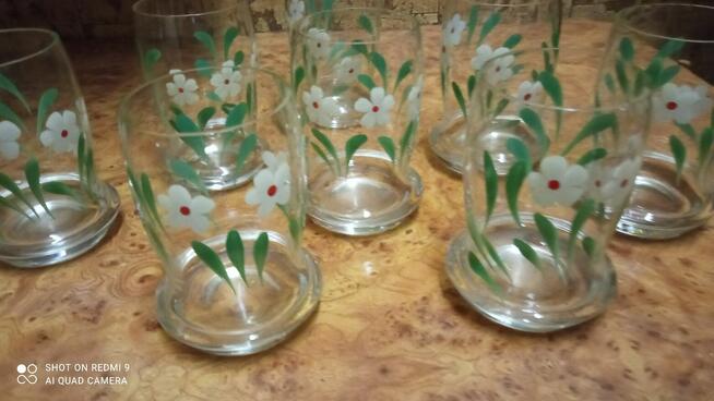 Szklanki ręcznie malowane z lat PRL sprzedam