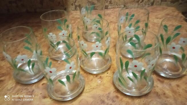 Szklanki ręcznie malowane z lat PRL sprzedam
