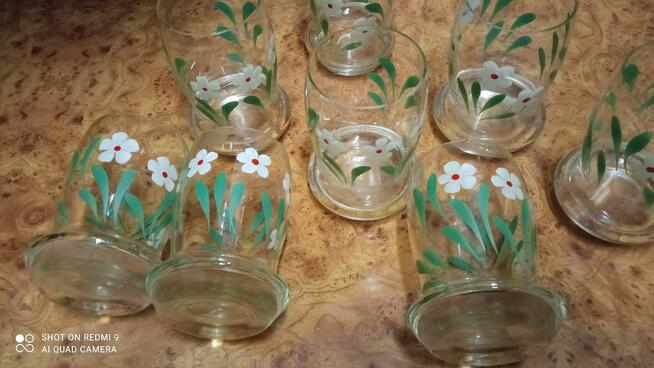 Szklanki ręcznie malowane z lat PRL sprzedam