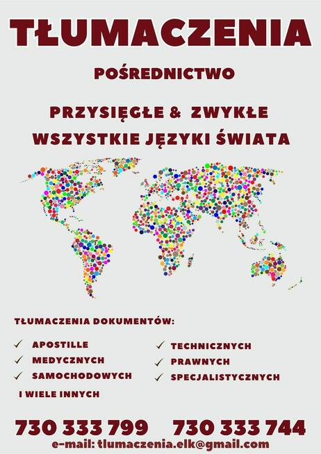 TŁUMACZENIA PRZYSIĘGŁE I ZWYKŁE w tym apostille i medyczne
