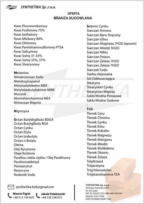 Surowce Chemiczne Odczynniki Przemysł Laboratoria