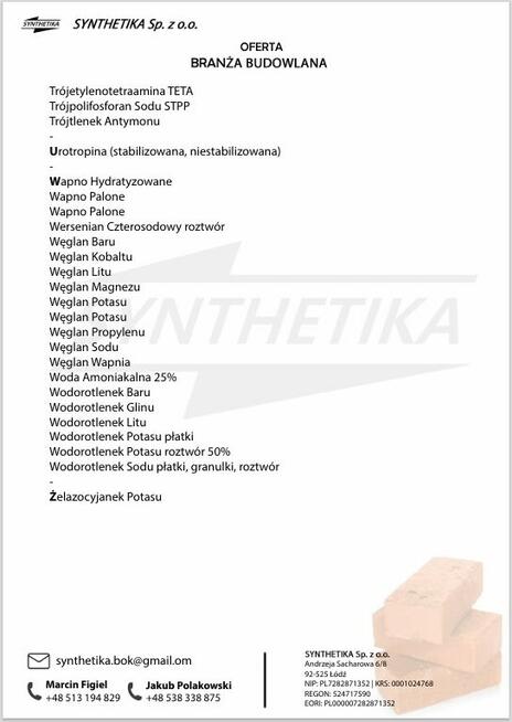 Surowce Chemiczne Odczynniki Przemysł Laboratoria