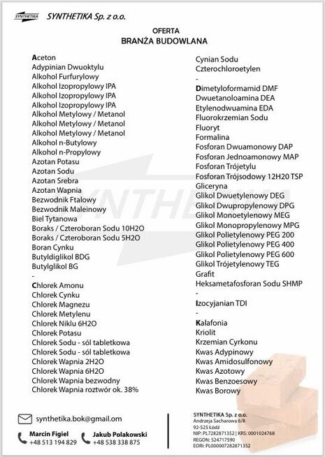 Surowce Chemiczne Odczynniki Przemysł Laboratoria