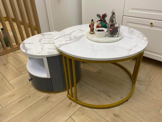 Zestaw kawowy do salonu - marmur, złoto.