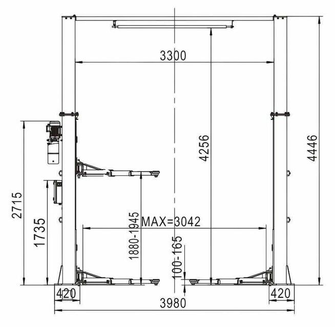 Podnośnik dwukolumnowy łączony górą do busów 6T automat