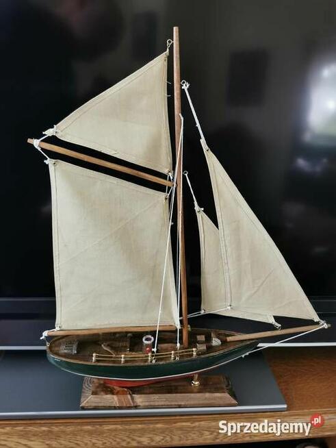 Drewniany Jacht łódź z żaglami ładna dekoracja do podmalunku