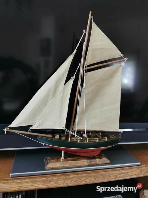 Drewniany Jacht łódź z żaglami ładna dekoracja do podmalunku