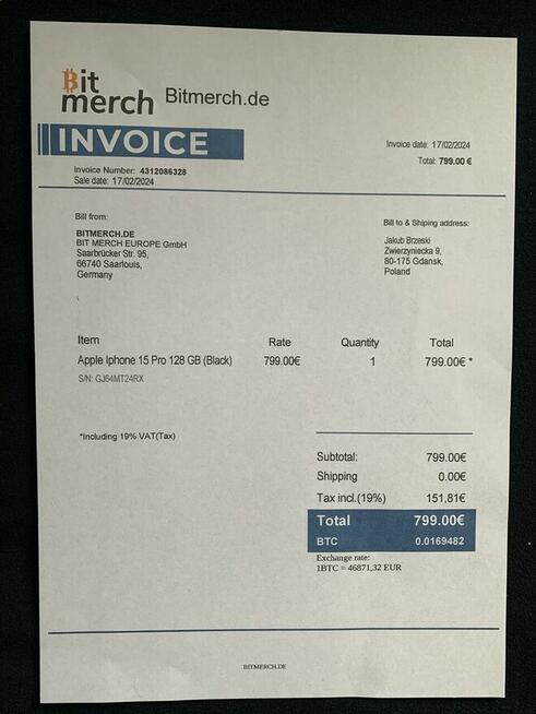 IPHONE 15 PRO 128 GB - Black Titanium / Nowy / Gwarancja