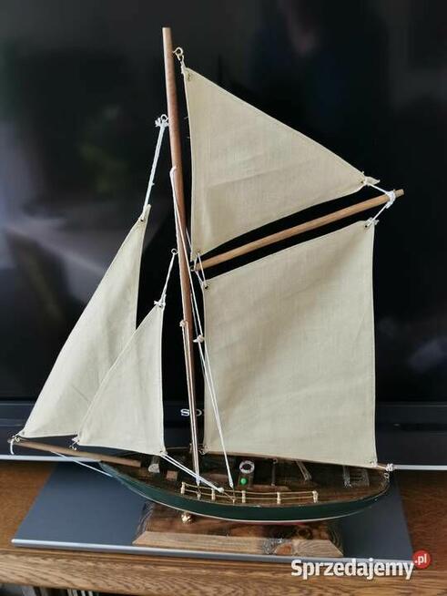 Drewniany Jacht łódź z żaglami ładna dekoracja do podmalunku