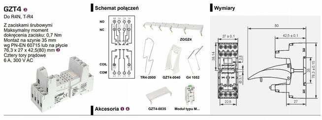 Przekaźnik przemysłowy 4P 6A 24V AC AgNi