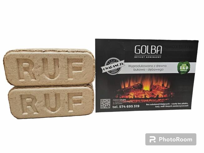 Brykiet RUF drzewny buk-dąb. Zamiennik węgiel, drewno