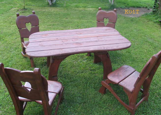 Meble ogrodowe, krzesła i stół. Meble drewniane Solidne