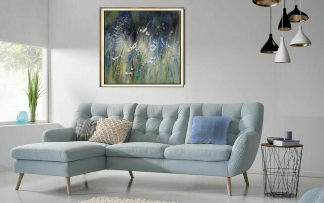 Łąka Kwiaty, ręcznie malowany olejny, L. Olbrycht