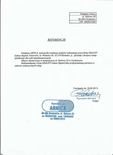 Winda podnośnik platforma dla osób niepełnosprawnych ERALIFT