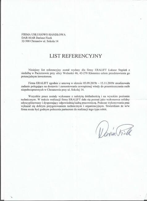 Winda podnośnik platforma dla osób niepełnosprawnych ERALIFT