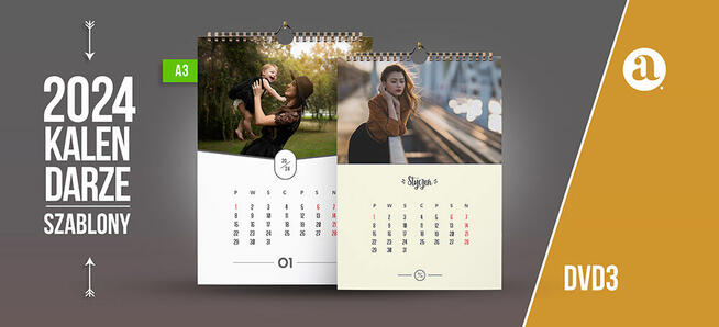 Szablony kalendarzy A3 Projekty PSD do zdjęć Wzory