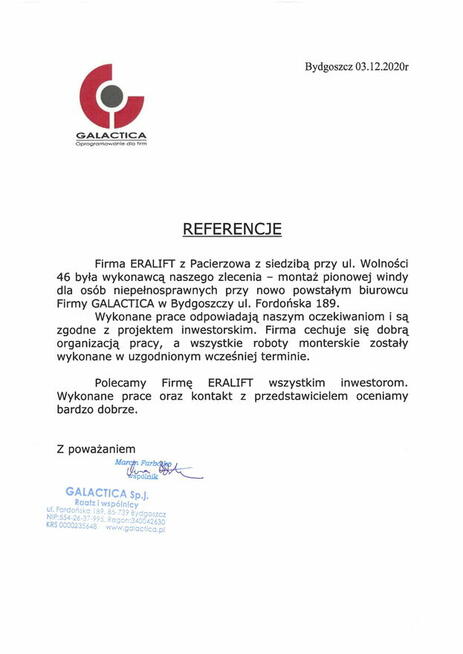 Winda podnośnik platforma dla osób niepełnosprawnych ERALIFT