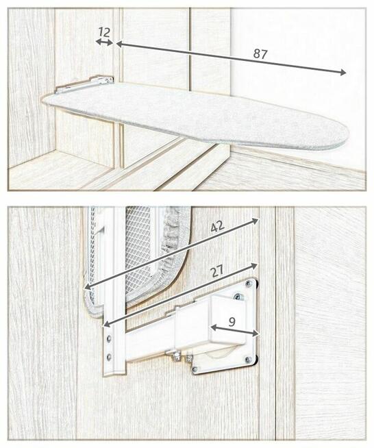 Deska do prasowania do zabudowy w szafie 85 x 30 cm NOWOŚĆ