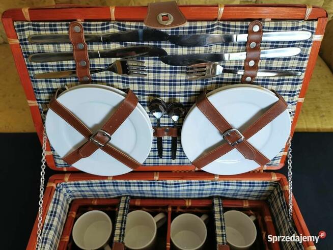 Kosz piknikowy bambus Kosz na piknik dla 4ech osób