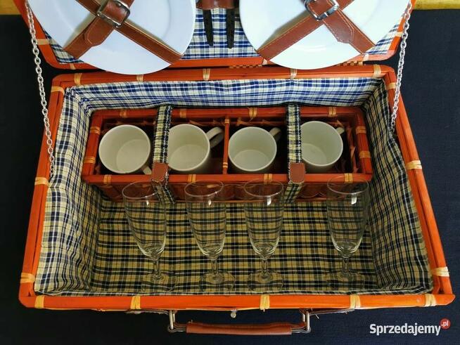 Kosz piknikowy bambus Kosz na piknik dla 4ech osób