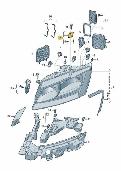 ZESTAW NAPRAWCZY REFLEKTORA USZY AUDI Q5 8R0 LEWY 8R1998121