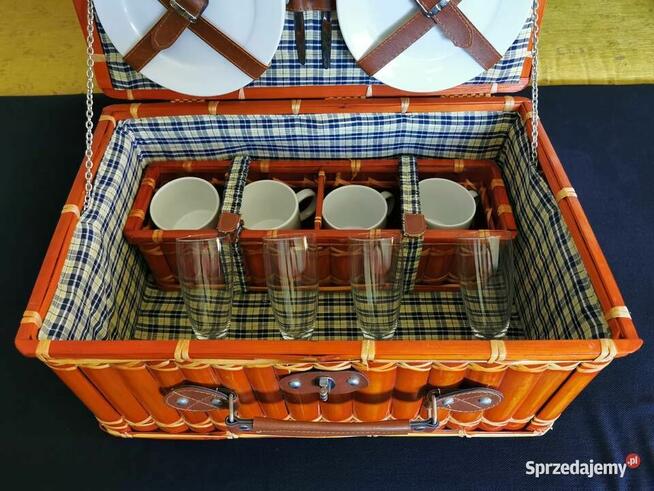 Kosz piknikowy bambus Kosz na piknik dla 4ech osób