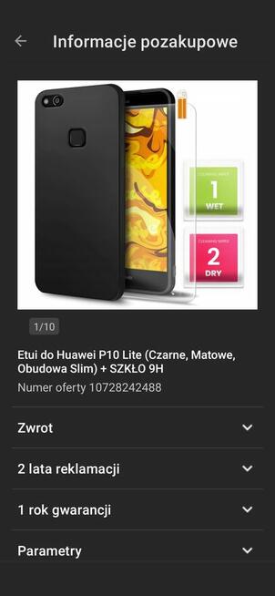 Do sprzedania plecki plus szklo do telefonu Huawei P10 Lite
