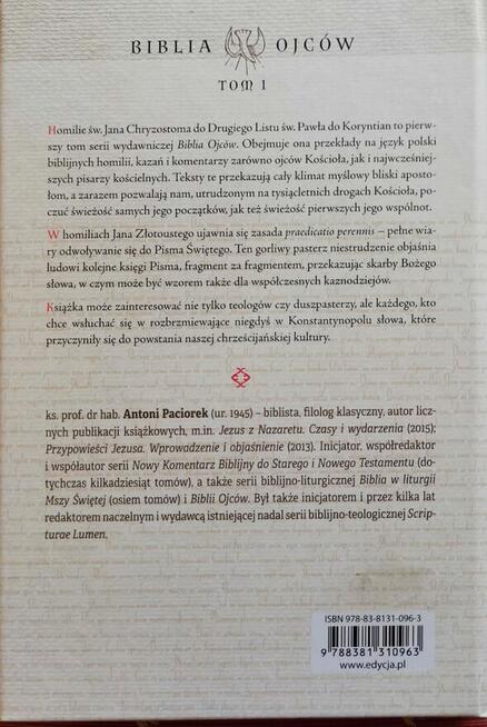 Jan Chryzostom Homilie do II listu Pawła do Koryntian Tom1