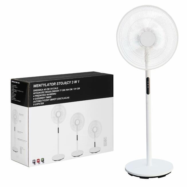 Wiatrak stojący wentylator podłogowy mocny z pilotem