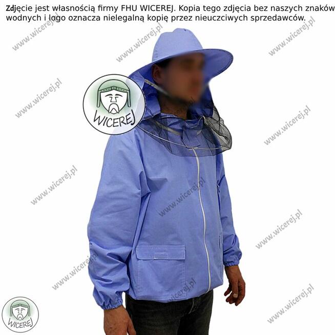 Bluza Pszczelarska z zamkiem, z kapeluszem Bawełniana rozpin