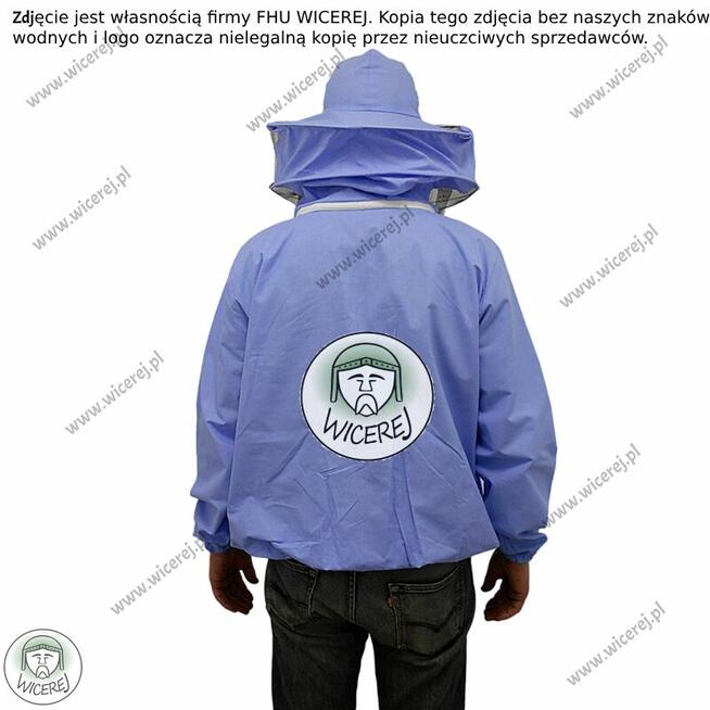 Bluza Pszczelarska z zamkiem, z kapeluszem Bawełniana rozpin