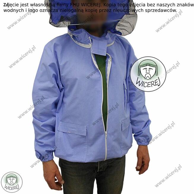 Bluza Pszczelarska z zamkiem, z kapeluszem Bawełniana rozpin