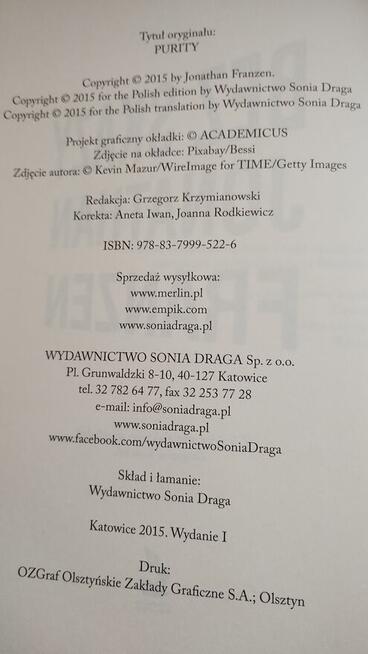 Książka pt. „Bez skazy” – Jonathan Franzen – 662 strony