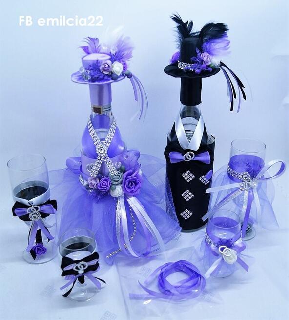 Ubranka na butelki Wino Ślub Rocznica Ozdoba Dekoracja