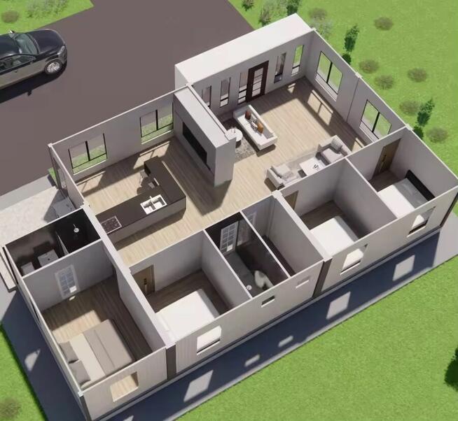 Duży nowoczesny dom modułowy z 4 sypialniami 3 łazienkami i