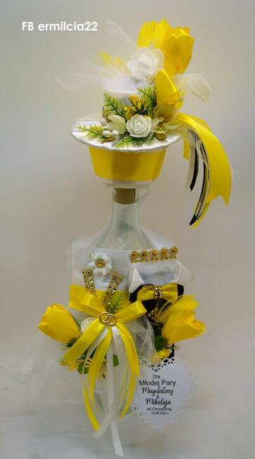 Ubranka na butelki Wino Ślub Rocznica Ozdoba Dekoracja