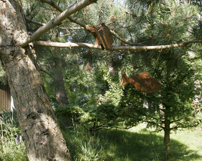 Ryby, dekoracyja zawieszana na drzewo. Drewniana ozdoba ogro