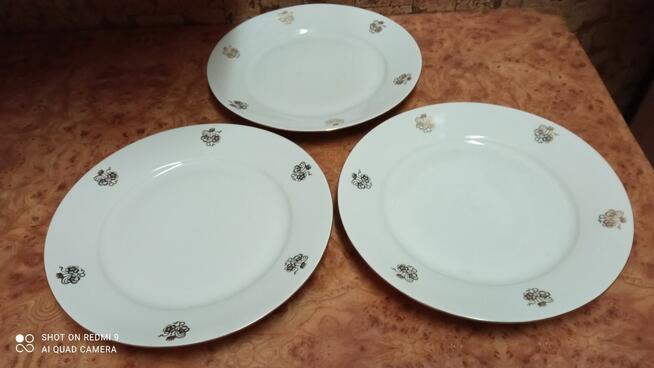 Duże 3 talerze porcelana Huta Karolina