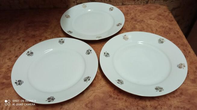 Duże 3 talerze porcelana Huta Karolina