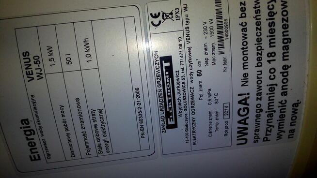 Sprzedam bojler elektryczny 50litrów