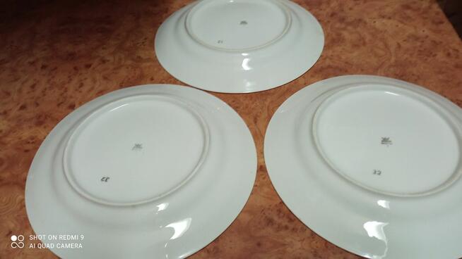 Duże 3 talerze porcelana Huta Karolina