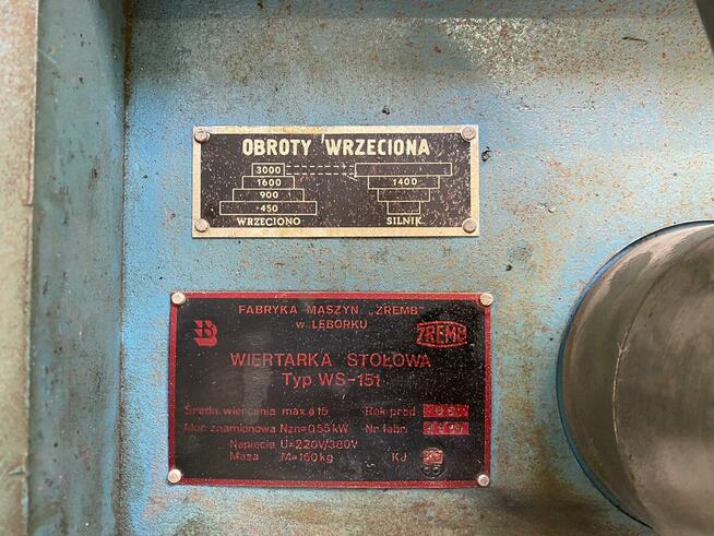 Wiertarka stołowa typ WS-151 rok produkcji 1985 WS15