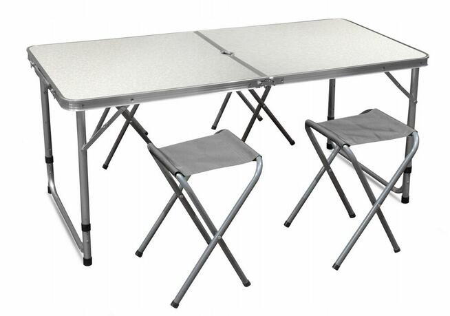 STOLIK TURYSTYCZNY SKŁADANY + 4 KRZESŁA zestaw mebli
