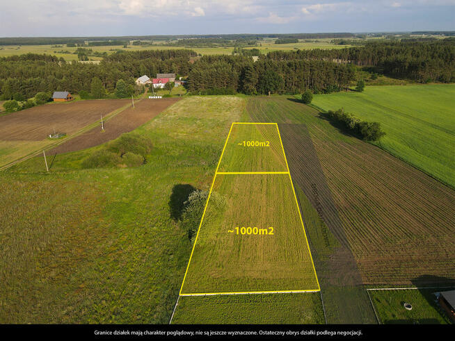 Działka budowlana Kaszuby 1000m2, Zamość gm. Karsin, piękna