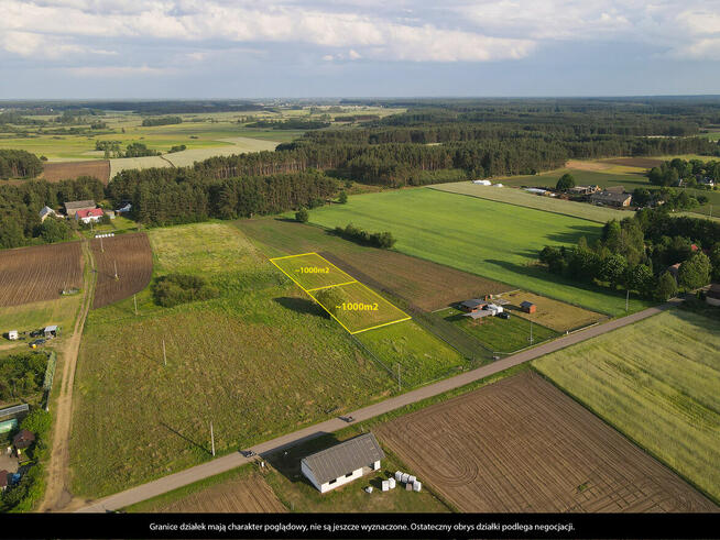 Działka budowlana Kaszuby 1000m2, Zamość gm. Karsin, piękna