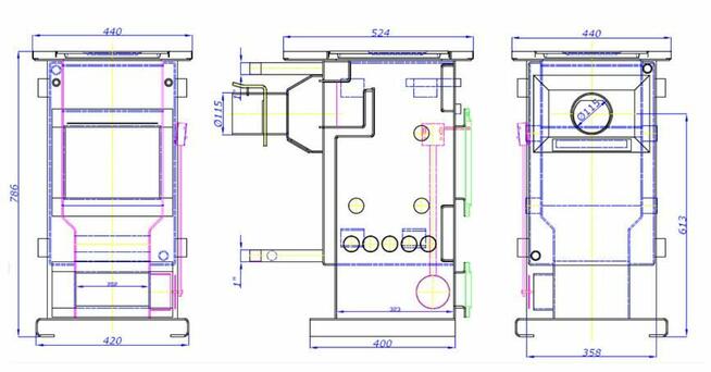 Kuchnia węglowa c.o. - kocioł c.o. Temy ES-10